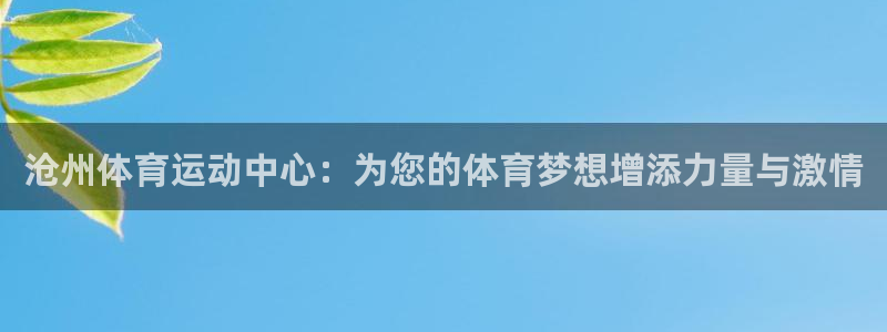 球速体育：沧州体育运动中心：为您的体育梦想增添力量与激情